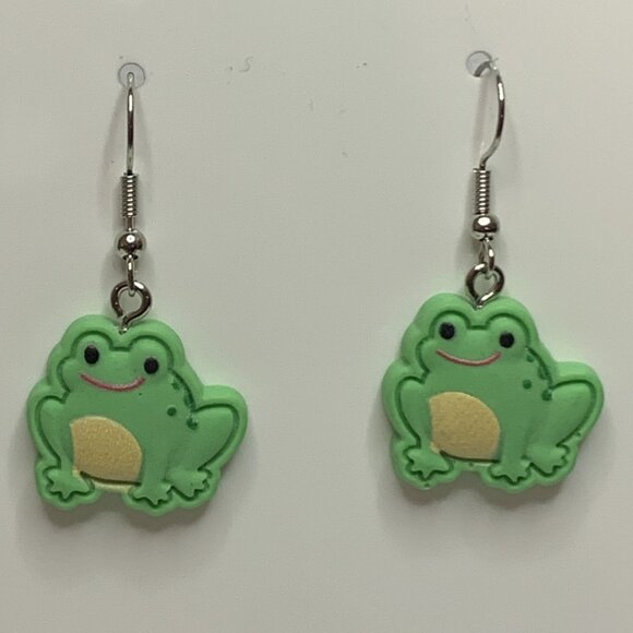 Frog Earring, Amphibian Earring, Silly Animal Earring, Gift Idea, Frog Jewelry - Picture 4 of 9
